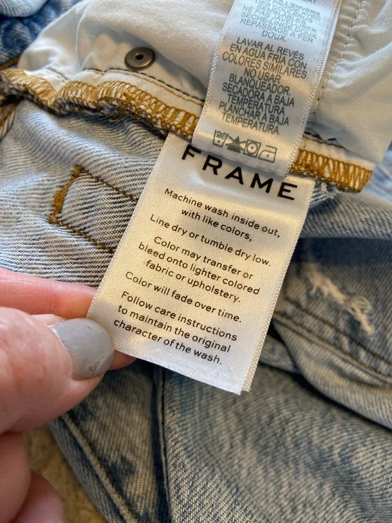 Frame "Le Original" button fly straight-leg jeans in a distressed Size 30 - Picture 8 of 13